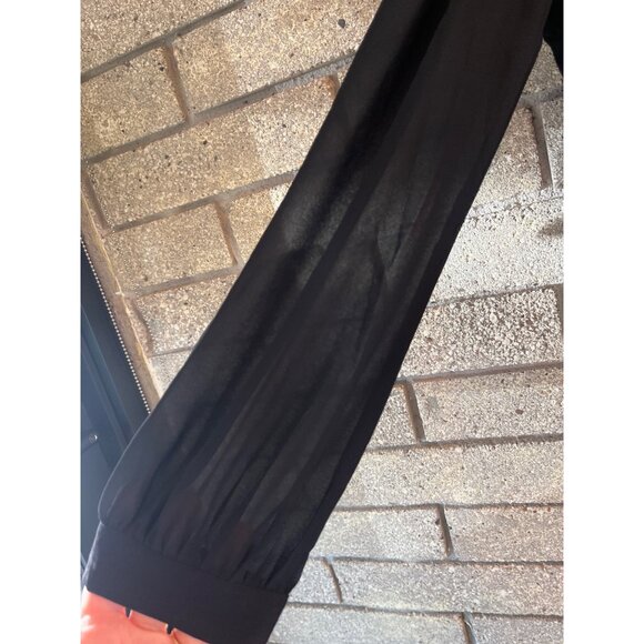 Goth-Inspired Black Button-Up Blouse W/ Embroidered Collar Plague Doctor Buttons - Picture 6 of 9